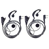 Lsgoodcare 2Pack 2-Pin Plug G Shape Ear-Clip Earpiece Headset Mic PTT for Walkie Talkie Two Way Radio Kenwood TK3102 TK2100 TK370 Baofeng UV5R BF-888