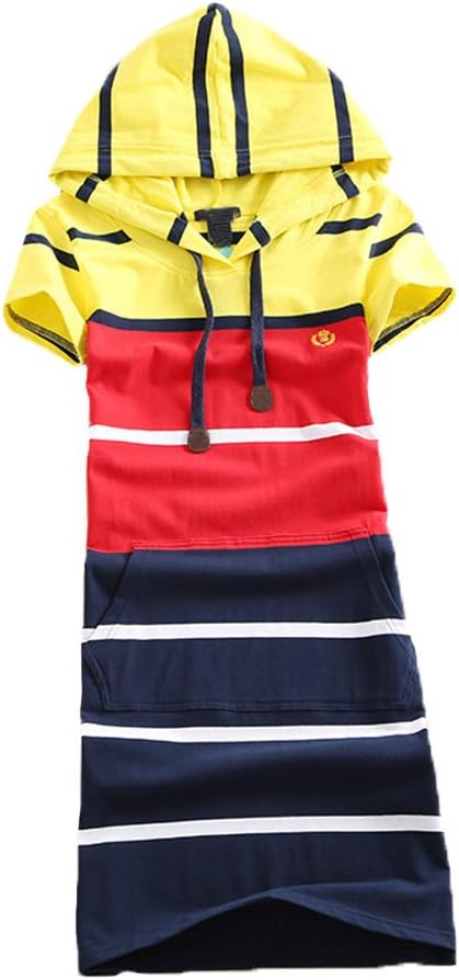 Teeuiear Women Embroidery Polo Striped Print Summer T Shirt Dress Slim Casual Mini Sport Dresses (M, Q2063 Yellow)