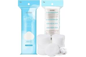 SHINO Premium Round Cotton Makeup Remover Pads - 100 Count Chemical Free Round Cotton Pads - 100% Cotton Face Pads for Person