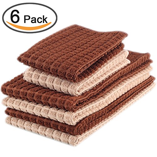 Kleanner 6 Packs Microfiber Kitchen Dish Cloth and Towel Set, Two Dish