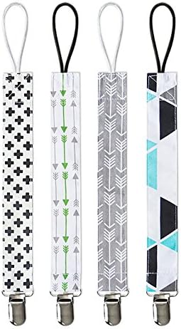 Funshang 4 Packs Baby Boys Pacifier Clips Baby Pacifier Holders Clips, Special Baby Boy Gift Sets