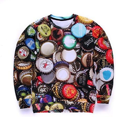 Mens Womens 3d Bottle Cap Funny Print Galaxy Hoodies Sweatshirt Jumper Pullover (Medium)