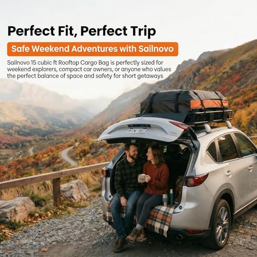 Sailnovo 425L 1000D PVC Waterproof Car Roof Box Car Roof Bag for Travel Weatherproof with Non-Slip Mat, 4 Door Hooks and Combination Padlock