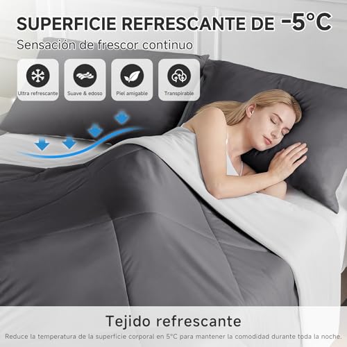 HOMFINE Cooling Blanket for People – Double-Sided Summer Blanket for Sofa Bed Summer Q-MAX>0.4 Soft Cooling Blanket, Cooling Blanket, Anti Static, Grey, 200 x 220 cm