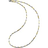 COOLSTEELANDBEYOND Hip Hop Necklace, Silver Gold Dual Tone Stainless Steel Link Chain, for Men Women, 3mm 30 Inches