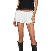 Women Lace Trim Mini Shorts Pajamas Bottoms Y2k Low Rise Bloomers Cute Micro Boyshorts Boxer Shorts