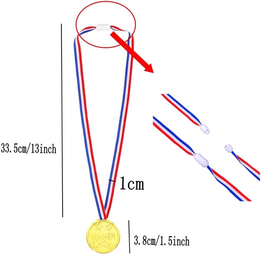 JZK 30 x Plastic gold winner medals with ribbons for kids party game prizes children birthday party bag fillers party favours toys kids sports day medals - Image 3