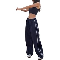 Allmloers Women Parachute Pants Y2K Track Pants Wide Leg