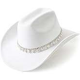 Lisianthus Glitter Rhinestone White Cowgirl Hat Shiny Western Cowboy Hat