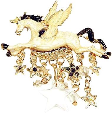 Hacoly Pegasus Tassel Brooch Pins Boutonniere 6.3cm Alloy Elegant Crystal Brooch Pins Rhinestone Diamond For Women Buckle Scarves Shawl Clip Jewelry Accessories Decoration