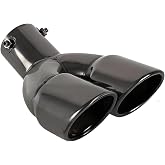OtpOutopa Dual Exhaust Tip 2.5 inch Inlet, Universal Car Exhaust Pipe Tail Throat Tail Pipe Stainless Steel Y Pipe, Adjustable Car Thickened Muffler Slant Cut Tip (Curved,Black Paint)