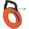 Klein Tools 56382 Non-Conductive Fiberglass Fish Tape, Multi-Groove Wire Puller, Optimized Housing and Handle, 50-Foot x 3/16-Inch