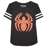 Spiderman Logo Junior's Black Varsity Football T-shirt