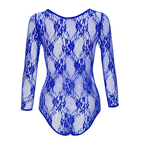 Startview Womens Long Sleeve Lace Floral Bodysuit Stretch Ladies Leotard Body Top