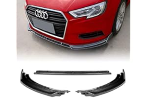 HK5 EPARTS 3 Pieces Style Carbon Fiber Look ABS Front Bumper Lip Spoiler Side Body Kit Trim Protection Compatible with 2017-2019 Audi A3 S3 2 4 Door