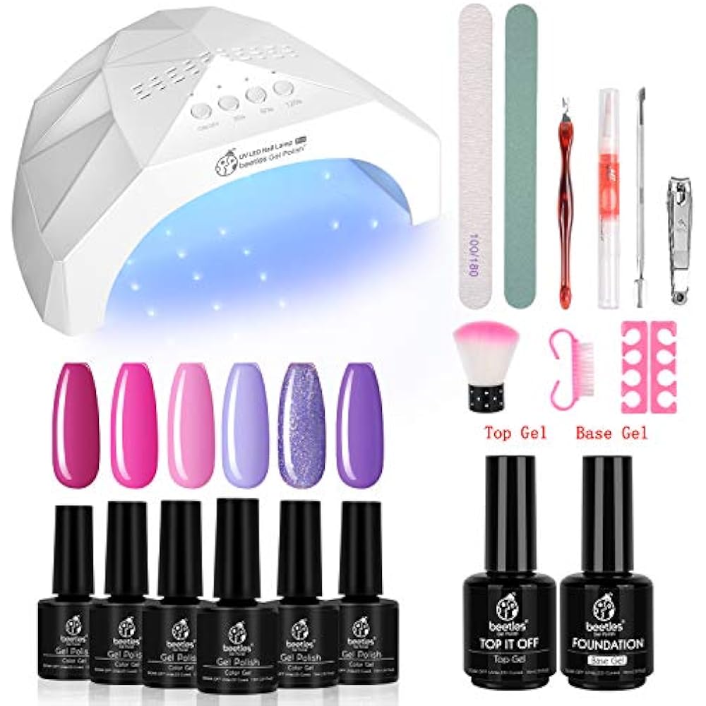 Beetles Gel Nail Polish Starter Kit With 48W UV/LED Light Lamp Base Top ...