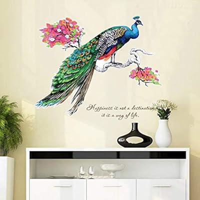 Oldtiea Etiqueta De La Pared Decoracionramas De Arbol De Pavo Real Decoracion Del Hogar Calcomanias De Arte Adesivo De Parede 3d Diy Decoracion De Papel Tapiz Para Habitacion De Ninos Flores Calc