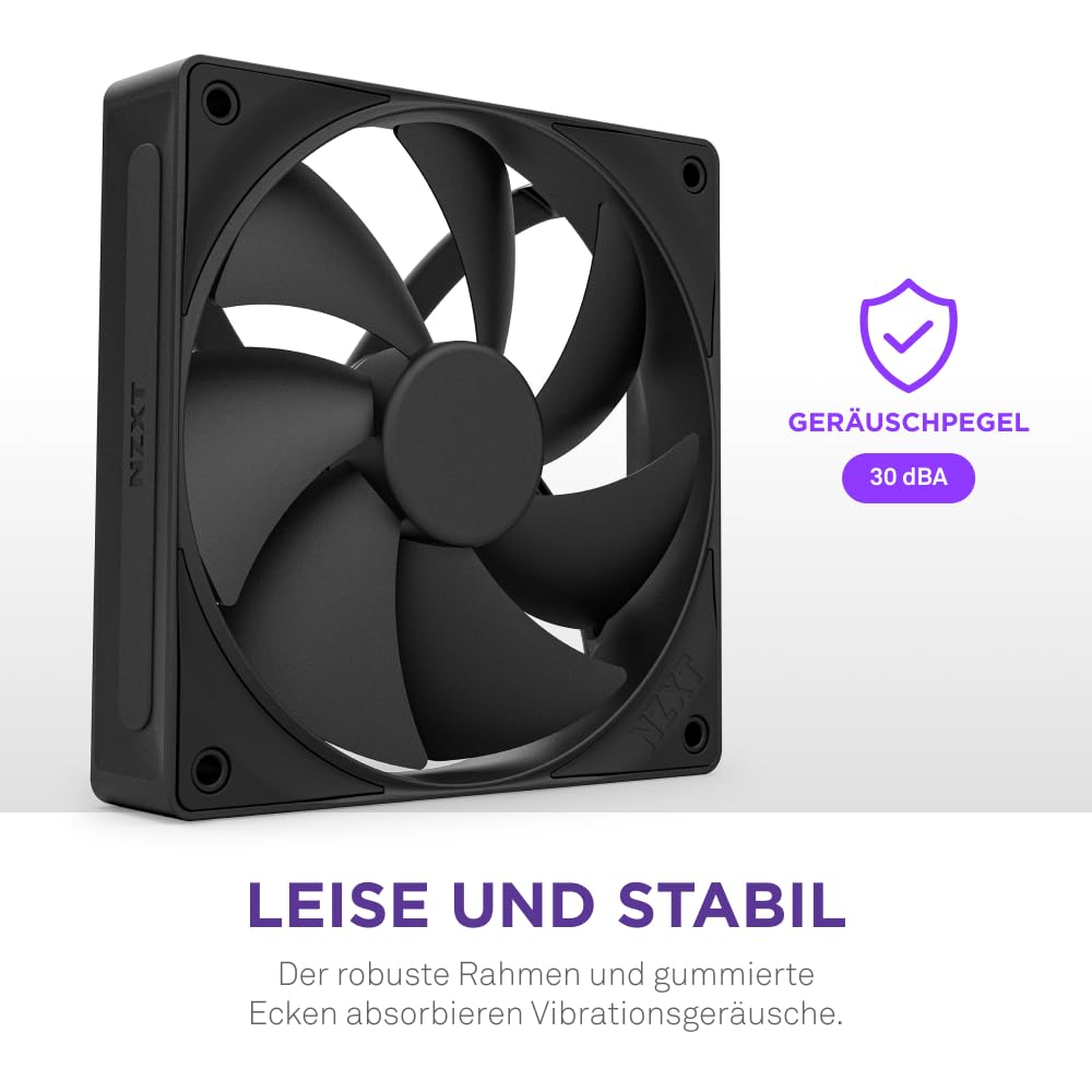 NZXT F120P | 120 mm Gehäusekühler mit statischem Druck | Ideal für Radiatoren und Kühlkörper | Hoher statischer Druck | Hinten abgeschrägter Einlass | Hydrodynamische Gleitlager | PWM | Schwarz 7