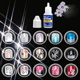 15 Style 180pcs Pre Design False Nail Toe Tips + 1pcs 3g Nail Glue for Fake Toenail Nail