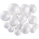 Pllieay 20 Pieces 5 Sizes White Foam Balls Polystyrene Craft Balls Art Decoration Foam Balls for Art, Craft, Household, Schoo
