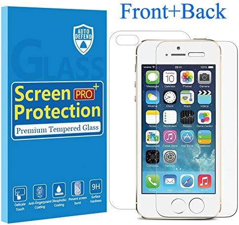 (Front &amp; Back) Iphone 5S Screen Protector, Auto Defend [Ultra-Crystal]0.3mm 9H Tempered Shatterproof Glass Screen Protector for Iphone SE 5/5S
