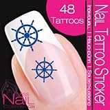 Nailart NAIL TATTOO STICKER - maritim / navy / steering wheel - blue