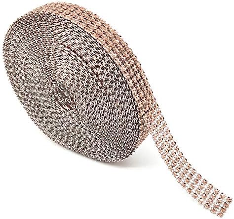 Benvo 4 Row 10 Yard Acrylic Bling Diamond Rhinestone Ribbon Wrap Roll