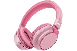MIDOLA Kids Headphones Bluetooth 5.3 Wireless 60H Play Time Volume Limited 85/110dB Over Ear Foldable Protection Headset/Wired Aux Built-in Mic for Boy Girl Travel School Pad Tablet Pink