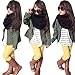 Lonsbo Kids Toddler Girls Fall Winter Warm Long Sleeve Tops+Coat+Pants Clothes Outfits Set (5T) Army Green
