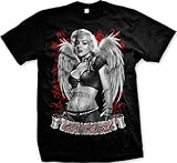 Lost Angel, Marilyn Monroe Men's T-shirt, Marilyn Monroe With Tattoos and Wings Design Men's Tee (Black, X-Large)
