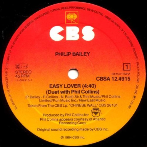 Philip Bailey Duet With Phil Collins Philip Bailey Philip Bailey Duet With Phil Collins Easy Lover Album Version Cbs Cbsa 12 4915 Cbs A 12 4915 Amazon Com Music