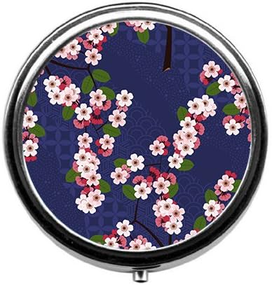 cherry sakura flowers pill box/pill case----Round pill box/case--- Three-compartment pill box/pill case