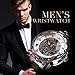 A ALPS Watch,Mens Watch,Classic Skeleton Mechanical Stainless Steel Watch with Link Bracelet,Dress Automatic Wrist Hand-Wind Watch