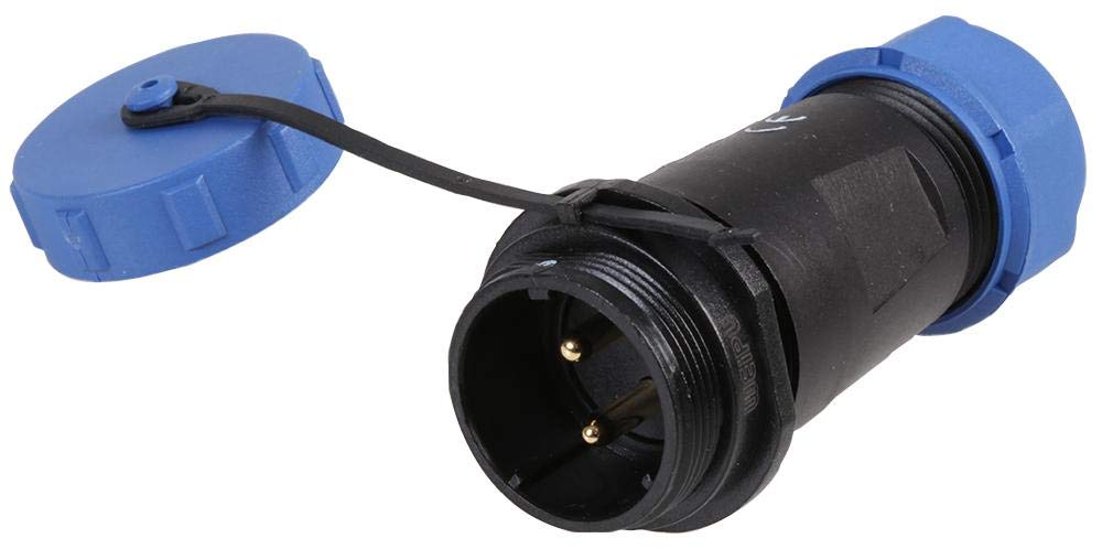 PRO ELEC 2-Pole Circular Threaded Inline Plug – IP68 Waterproof, 7-12mm Cable, 500V AC, 30A, Solder Socket, Nylon Body, Gold Plated Brass Contacts – SP211 Series (PEL R0170)