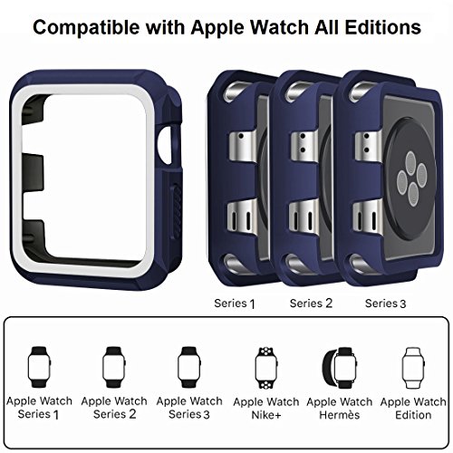 Apple Watch Case, iitee 38mm Rugged Slim Protective iWatch Case for Apple Watch Series 3/2/1 – Navy/White
