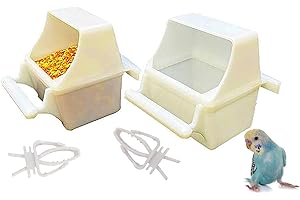ORIBUKI 2 Pack No Mess Small Bird Feeder Bowl & Food Holder Hanging Cage Cups Dishes with Perch Fruit Vegetable Feeders Clips for Parrot Conure Parakeet Water Dispenser for Cage