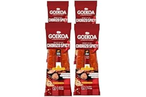 KHAYYAN Goikoa Spicy Chorizo | All Natural | Dry-Cured | Authentic Navarre Spain | Perfect For Charcuterie | 7.4 oz (210 gr) | (Pack of 4)