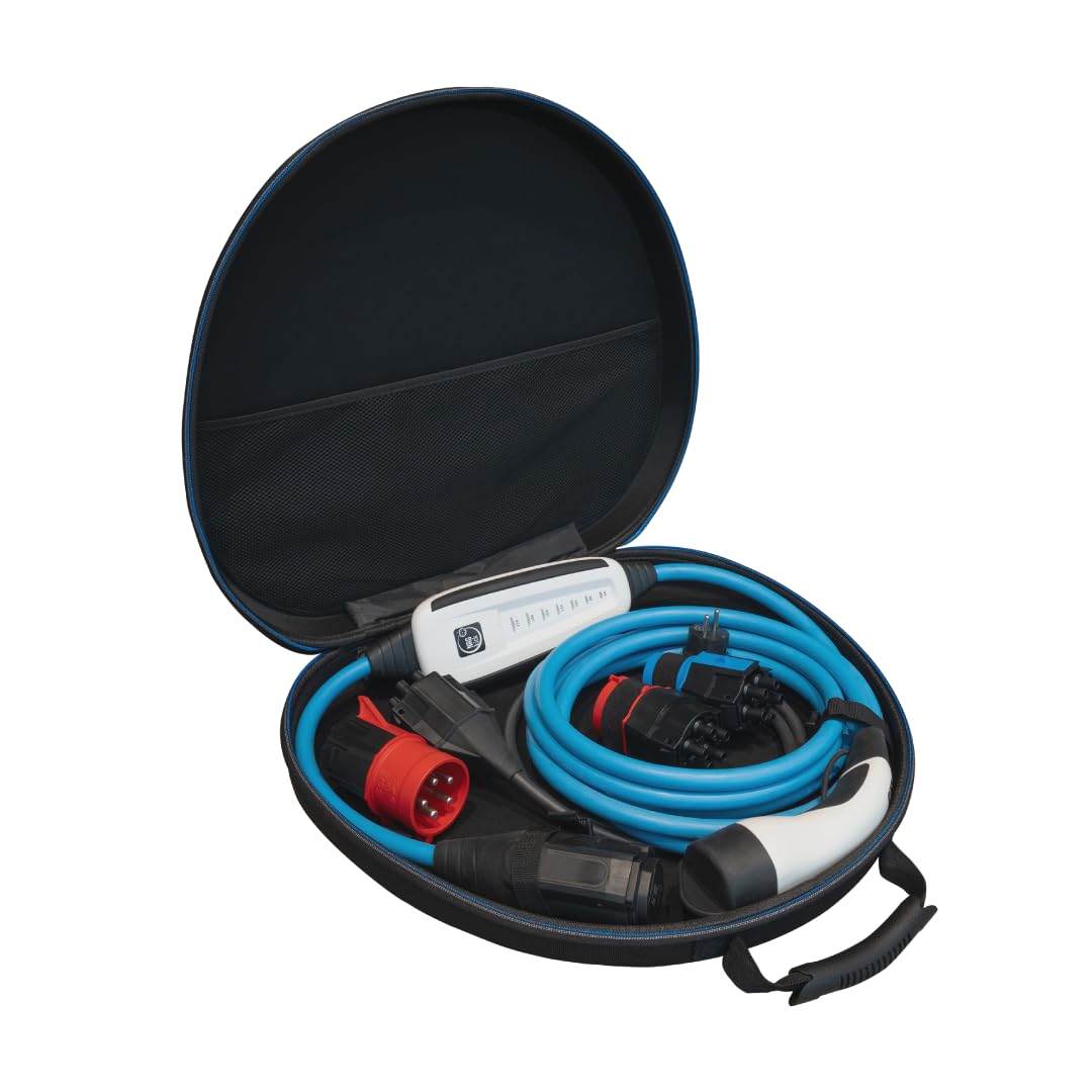 NRGkick 32A 5m Set Optimal | Mobile Wallbox für Elektroautos | Ladegerät ohne Installation | inkl. 32A & 16A Adapter + Schuko-Stecker | EV-Ladekabel mit Transporttasche