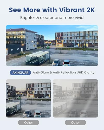 AKINGUAR 2K 3MP Window Camera, 3MP Indoor WiFi Surveillance Camera 2.4GHz, Color Night Vision, People/Vehicle Detection, Two-Way Audio, 24/7 Recording, Easy Installation