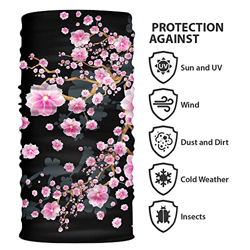 WIRESTER Bandana Mask, Headwear, Scarf for Running, Cycling, Fishing, UV Protection - Falling Pink Flower