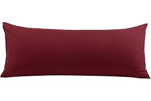 PiccoCasa Body Pillow Pillowcase with Zipper Closure, 110 GSM Brushed Microfiber Body Pillow Cover, Soft Long Pillow Cases for Body Pillows Body(20"x48") Burgundy