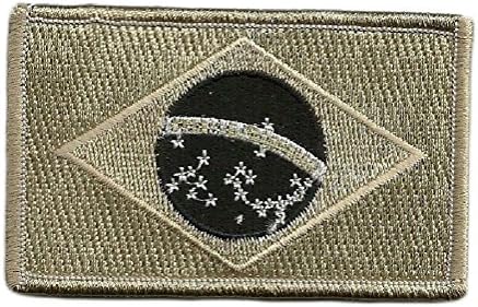 Ovedcray Embroidery Patch 2pcs Coyote Black Tan Brazilian Brasil Brazil Flag Patch Hook Side Only