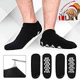 Christmas Gifts for Men, Happon Large Men's Moisturizing Gel Socks Men's Feet Care Ultimate Treatment for Dry Cracked Rough Skin on Feet Pack of 2 Pairs Black US Men 10-15