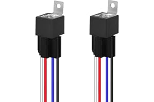 Ronybuy JD1912 Automotive Relay Switch Kit 4-Pin 40A 12V Relays with Harness Sockets 12&16 AWG Tinned Copper Wires, SPST 40 AMP Car Relay Kit, for Car Truck Van Motorcycle Boat, Pack of 2