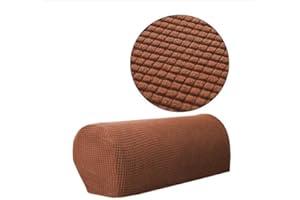 Yogsey Stretch Couch Arm Covers, Breathable Armrest Covers for Sofas and Chairs, Scratch-Resistant, Protect and Decorate Your Sofa (Coffee)