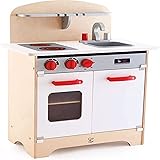 Hape Gourmet Kitchen Toy Fully Equipped Wooden Pretend Play Kitchen Set with Sink, Stove, Baking Oven, Cabinet, Turnable Knob