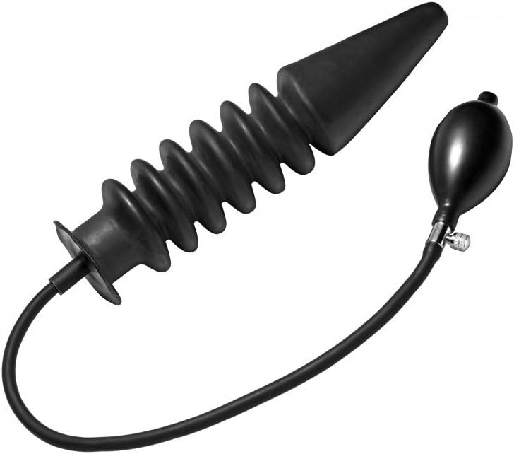 Accordion Inflatable XL Anal Plug, Black