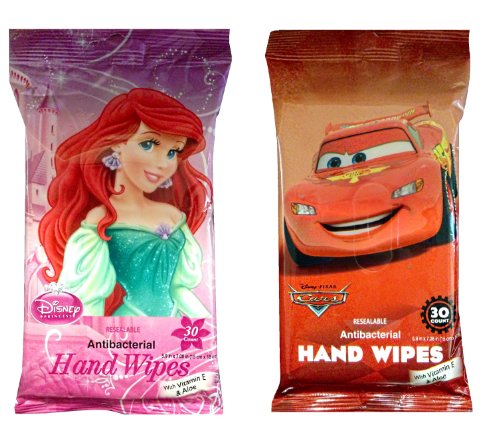 Disney Antibacterial Hand Wipes Featuring Cars and Disney Princess