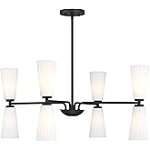 Savoy House M100126MBK Meridian Contemporary White Fluted Glass Round Chandelier, 8-Light 480 Total Watts, 15" H x 32" W, Mat