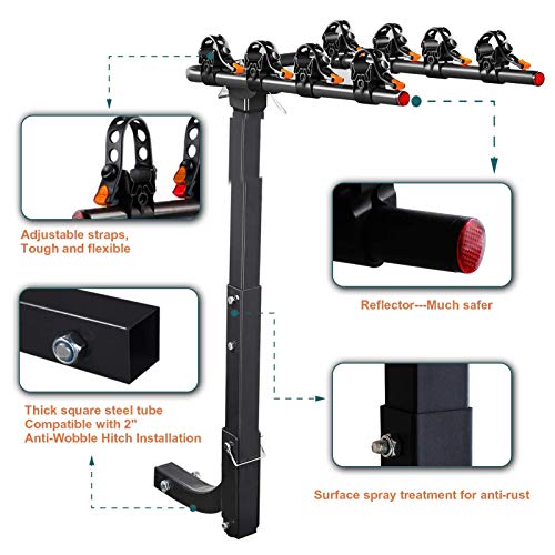 Vedouci USA Bicycle Car Rack Bike Hitch Rack Double Foldable Bike